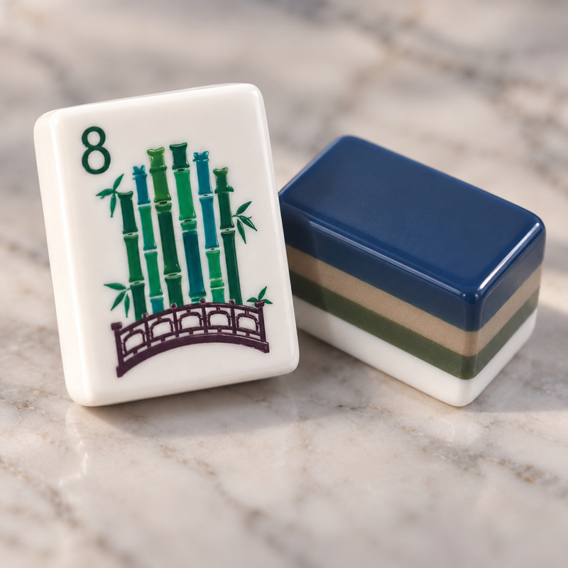 Midnight Mahj navy American mahjong acrylic tiles — tile close-up