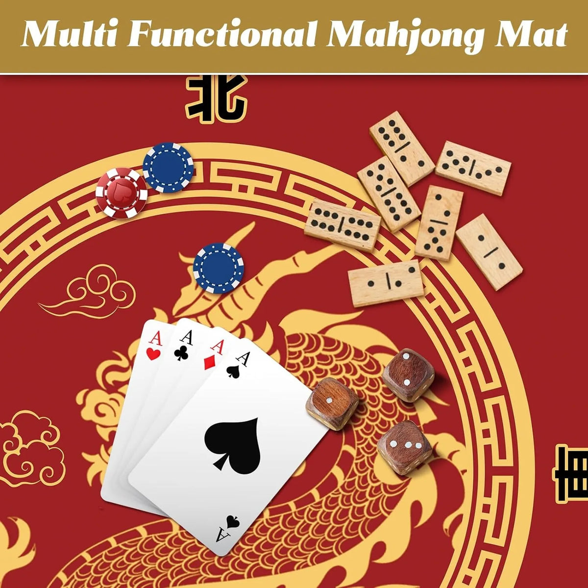 Red Letter mahjong mat — product design and size reference