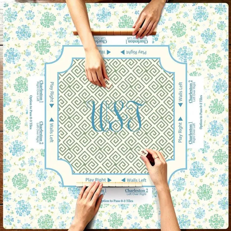 Midnight Garden mahjong mat — product design and size reference