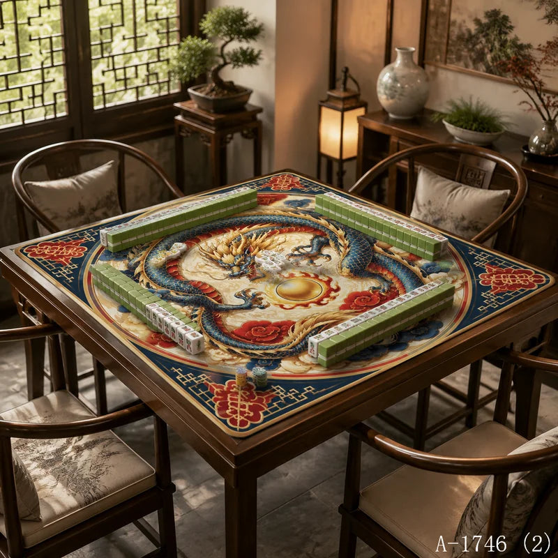 Woodland Social mahjong mat — product design and size reference