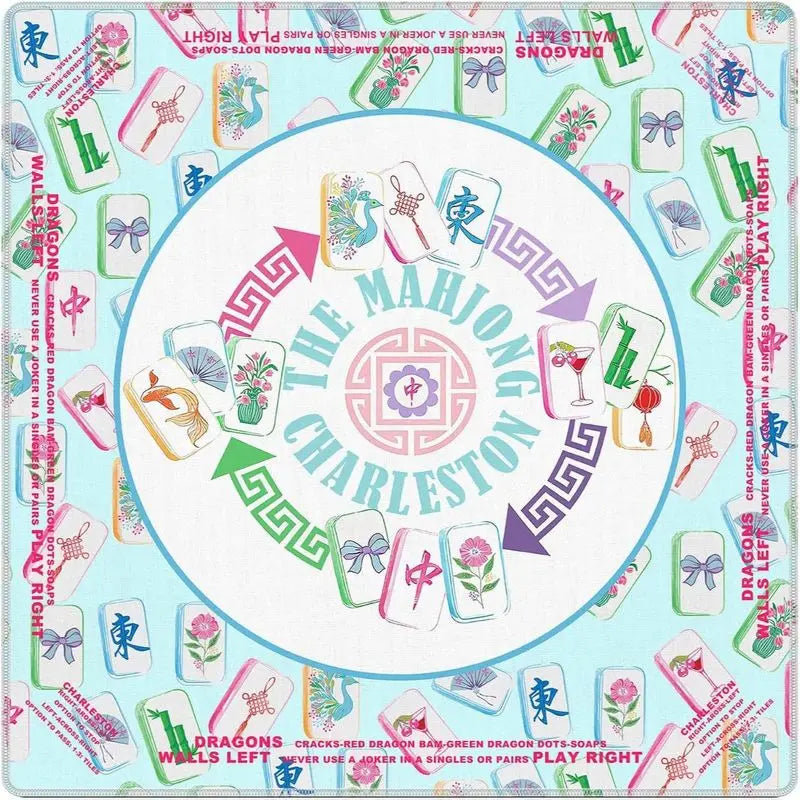 Palm Parasol mahjong mat — product design and size reference