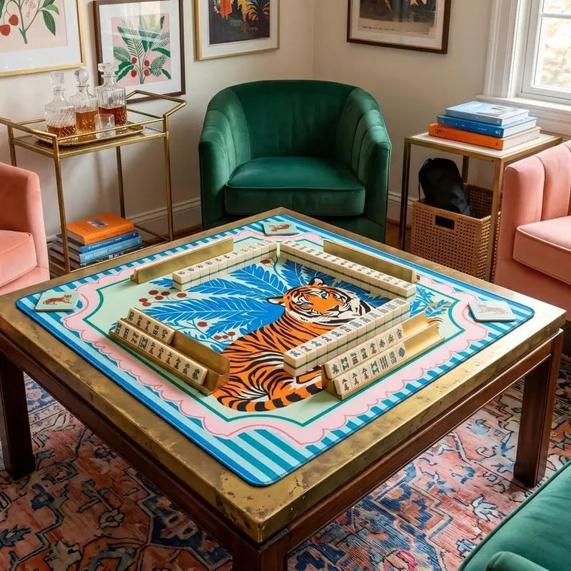 Tiger Social mahjong mat — product design and size reference