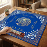 The Cobalt Edit mahjong mat — product design and size reference