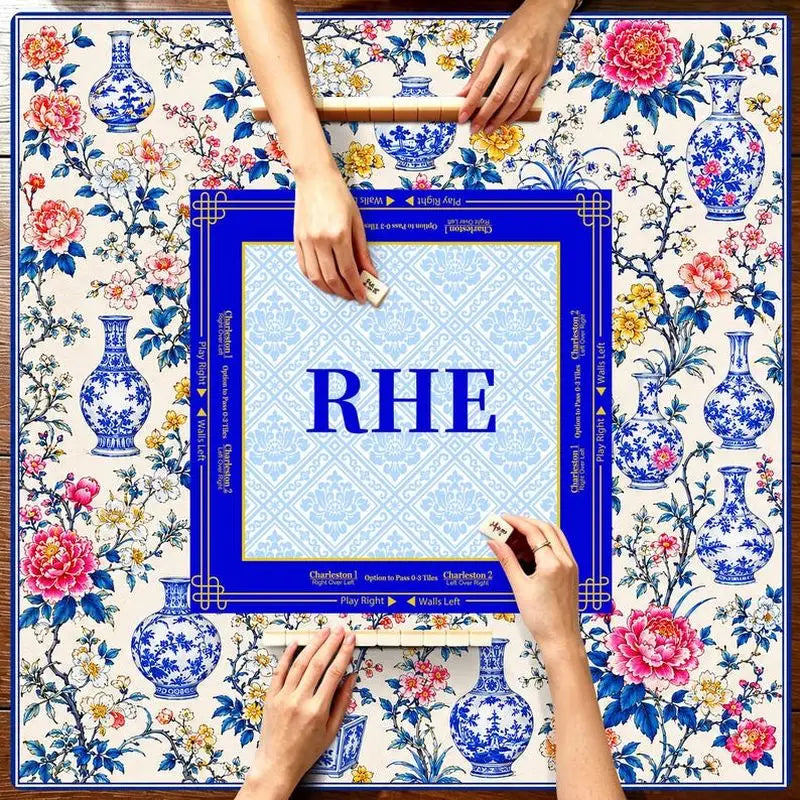 The Cobalt Edit mahjong mat — product design and size reference