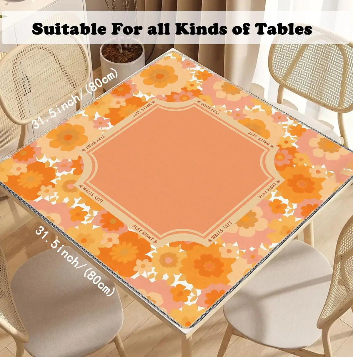 Botanical Hour mahjong mat — product design and size reference