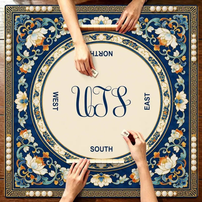 The Cobalt Edit mahjong mat — product design and size reference