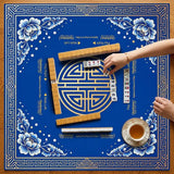 The Cobalt Edit mahjong mat — product design and size reference