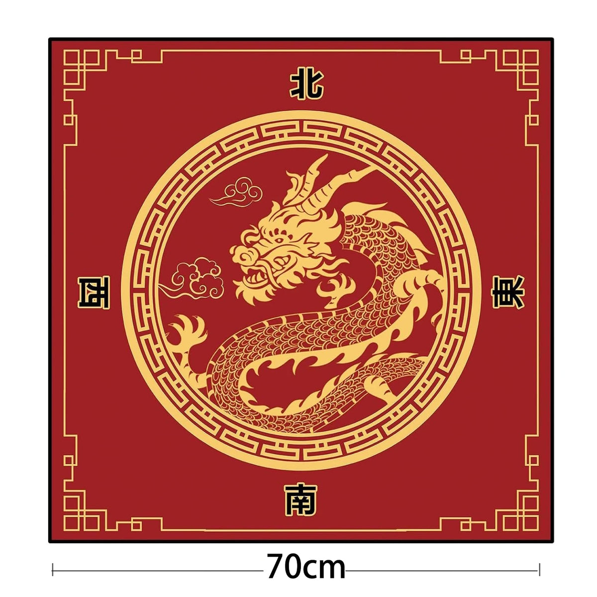 Red Letter mahjong mat — product design and size reference