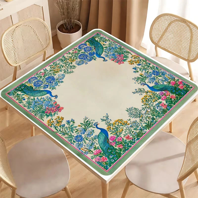 Peacock Garden mahjong mat — product design and size reference