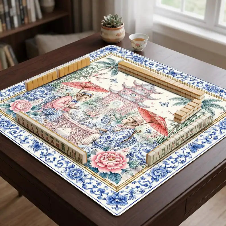 Porcelain Social mahjong mat — product design and size reference