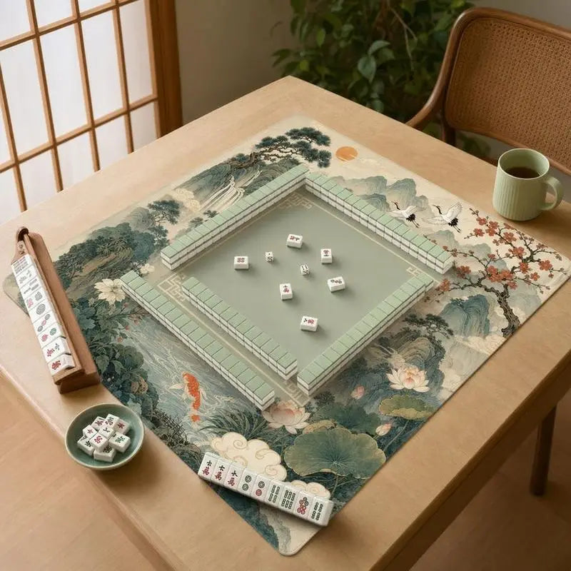 Lotus Reverie mahjong mat — product design and size reference