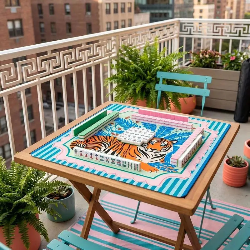 Tiger Social mahjong mat — product design and size reference