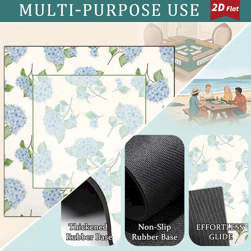 Hydrangea mahjong mat — product design and size reference