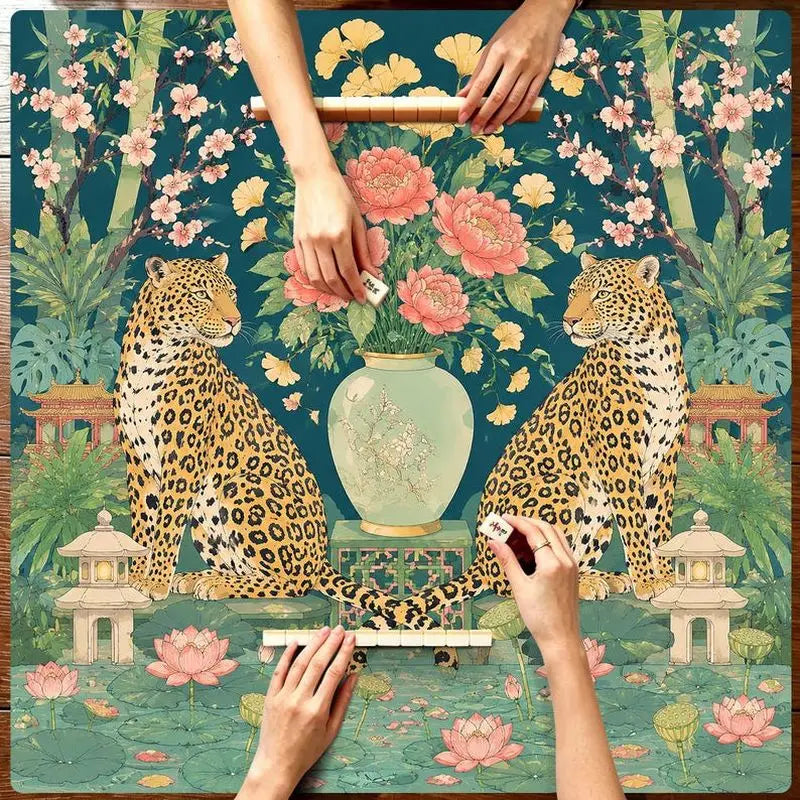 Midnight Garden mahjong mat — product design and size reference