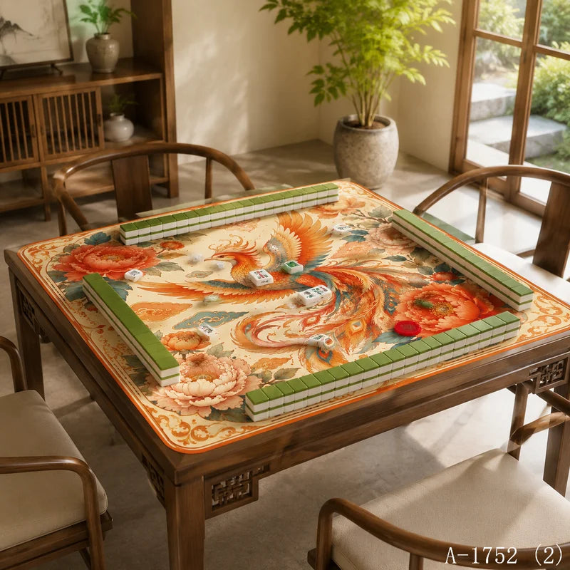 Woodland Social mahjong mat — product design and size reference