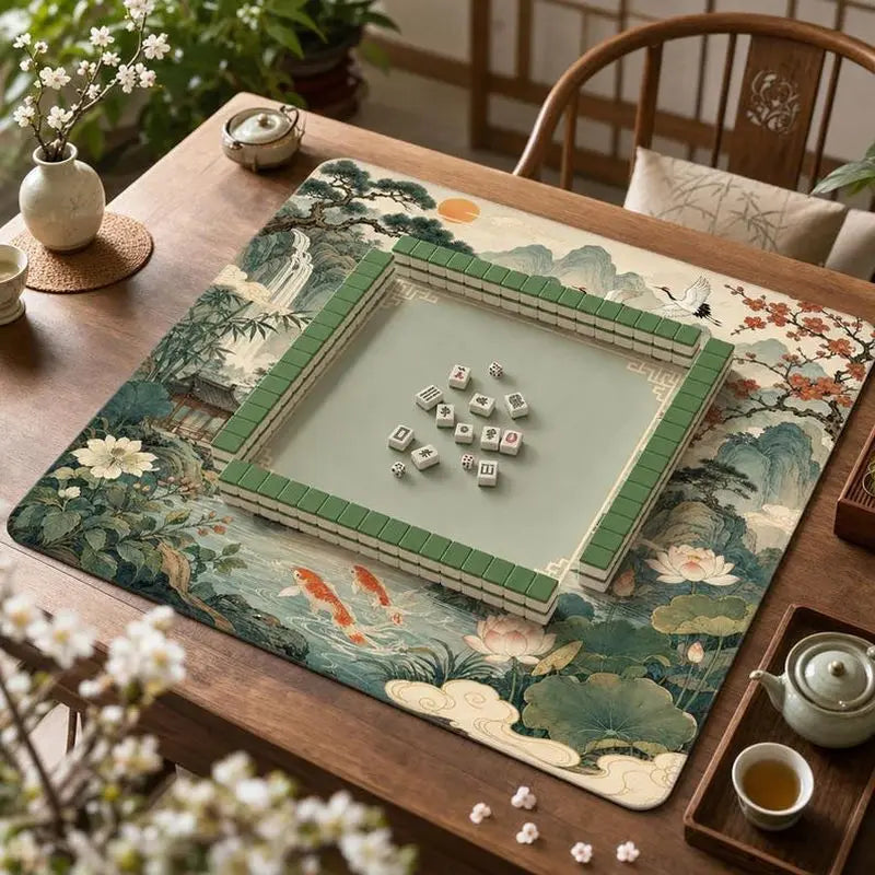Lotus Reverie mahjong mat — product design and size reference