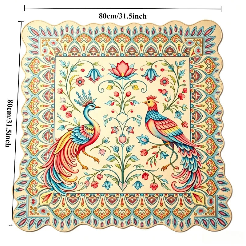 Phoenix Garden mahjong mat — product design and size reference