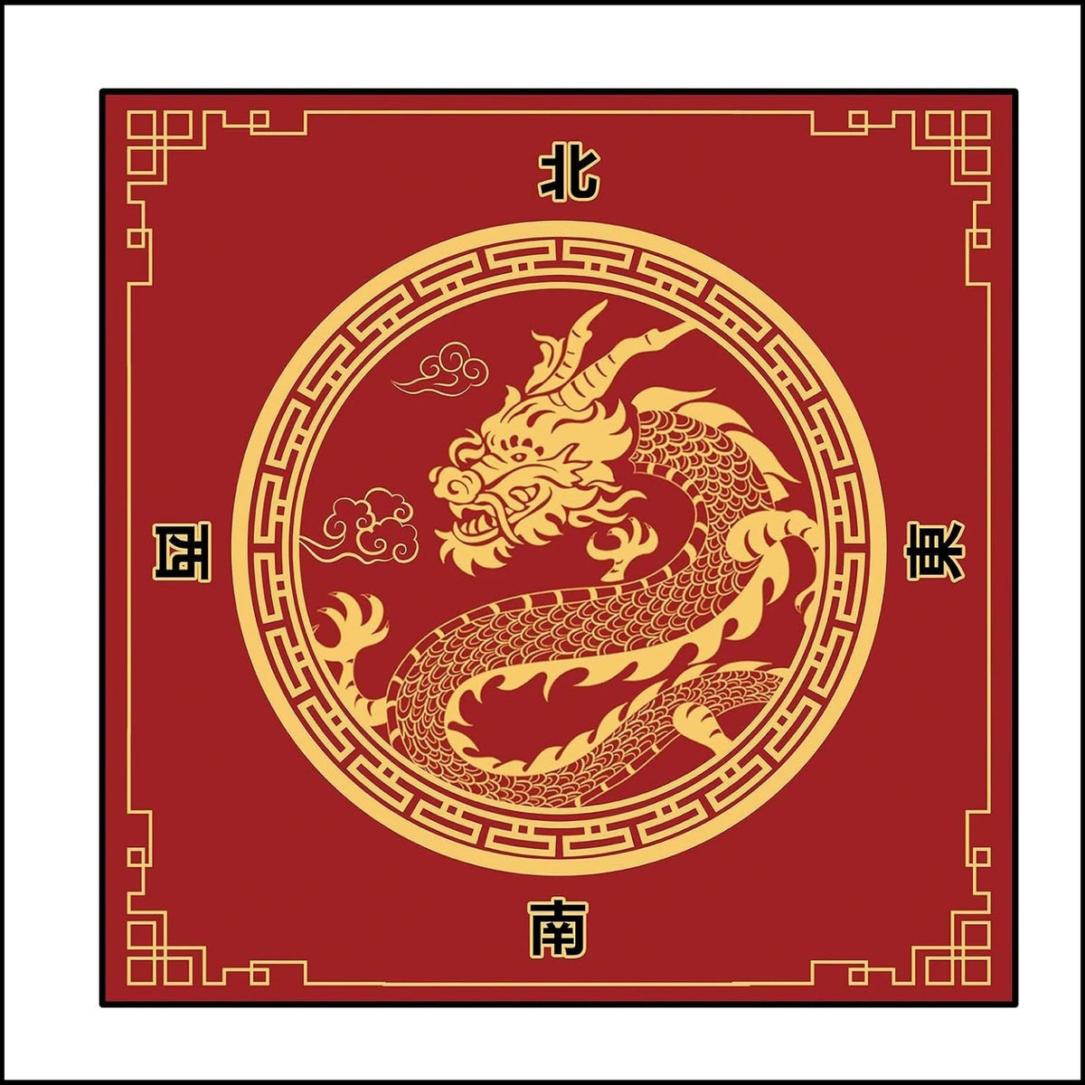 Red Letter mahjong mat — product design and size reference
