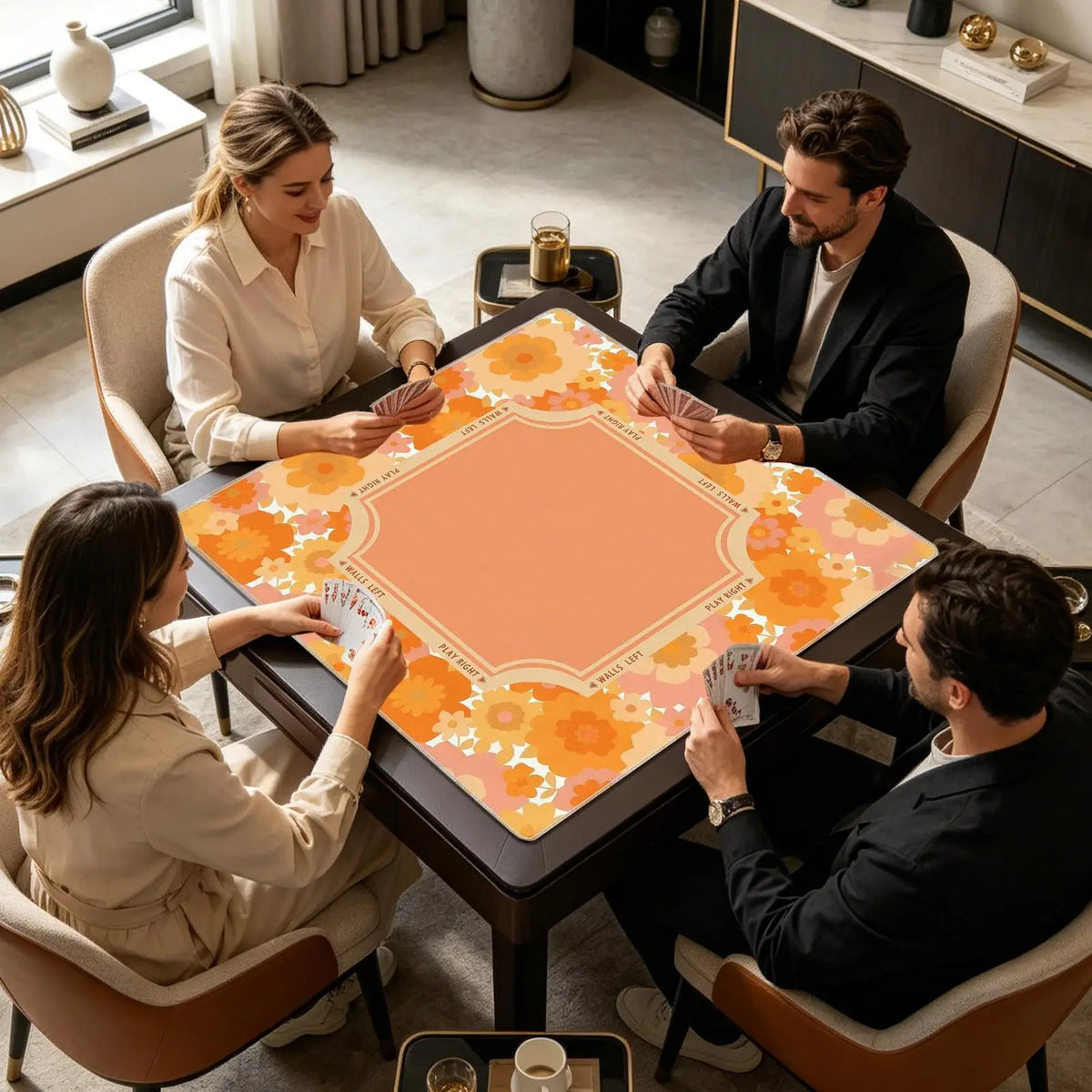 Botanical Hour mahjong mat — product design and size reference