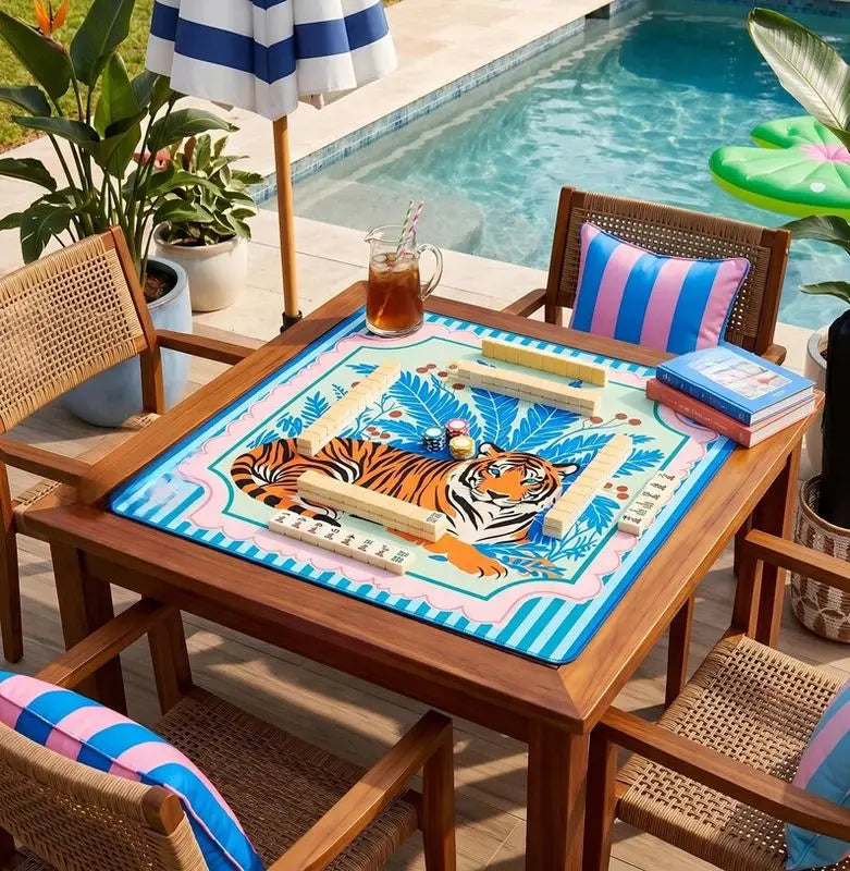 Tiger Social mahjong mat — product design and size reference