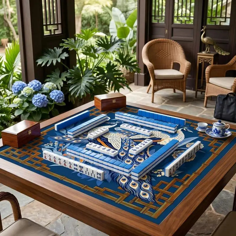 Midnight Garden mahjong mat — product design and size reference