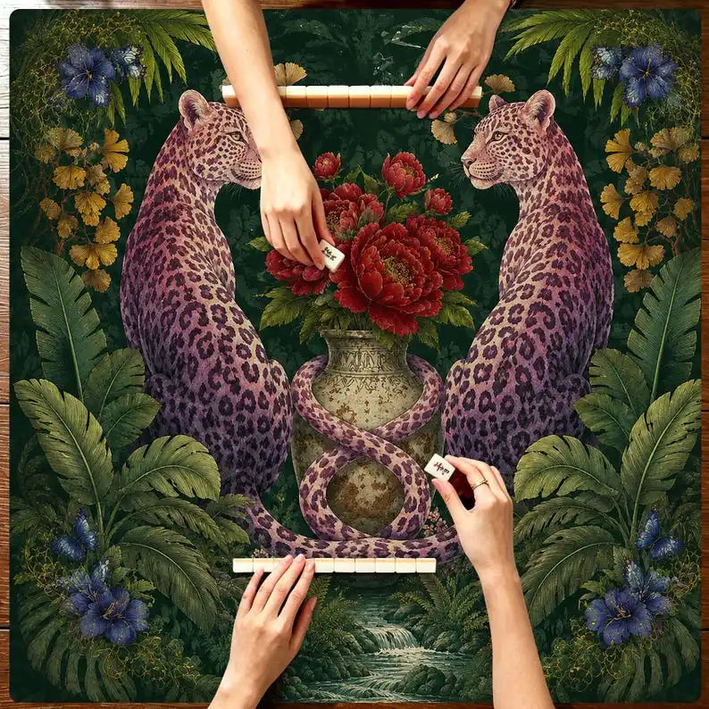 Garden Society mahjong mat — product design and size reference