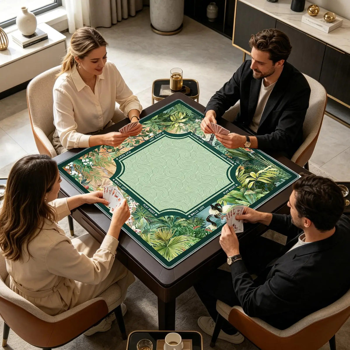 Botanical Hour mahjong mat — product design and size reference