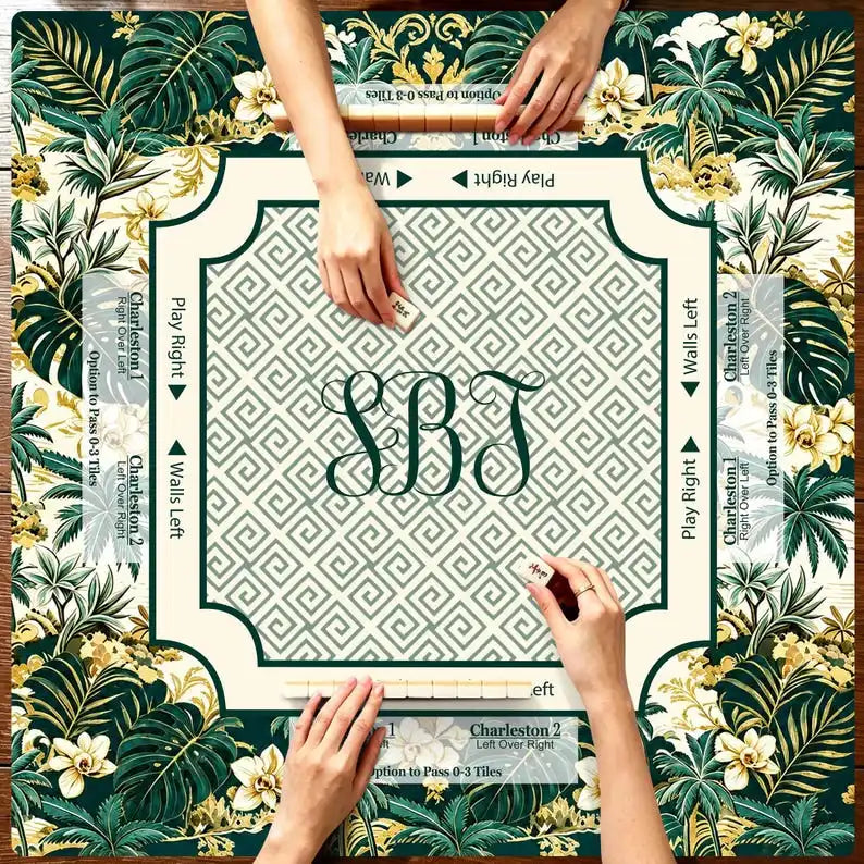 Garden Society mahjong mat — product design and size reference