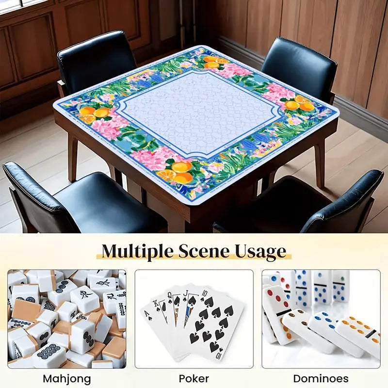 Woodland Social mahjong mat — product design and size reference