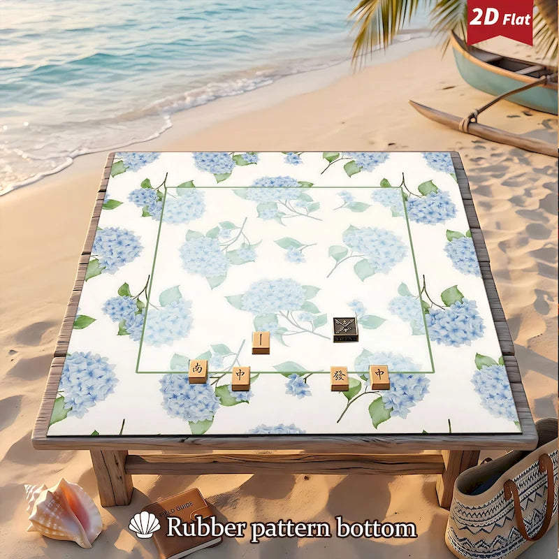 Hydrangea mahjong mat — product design and size reference