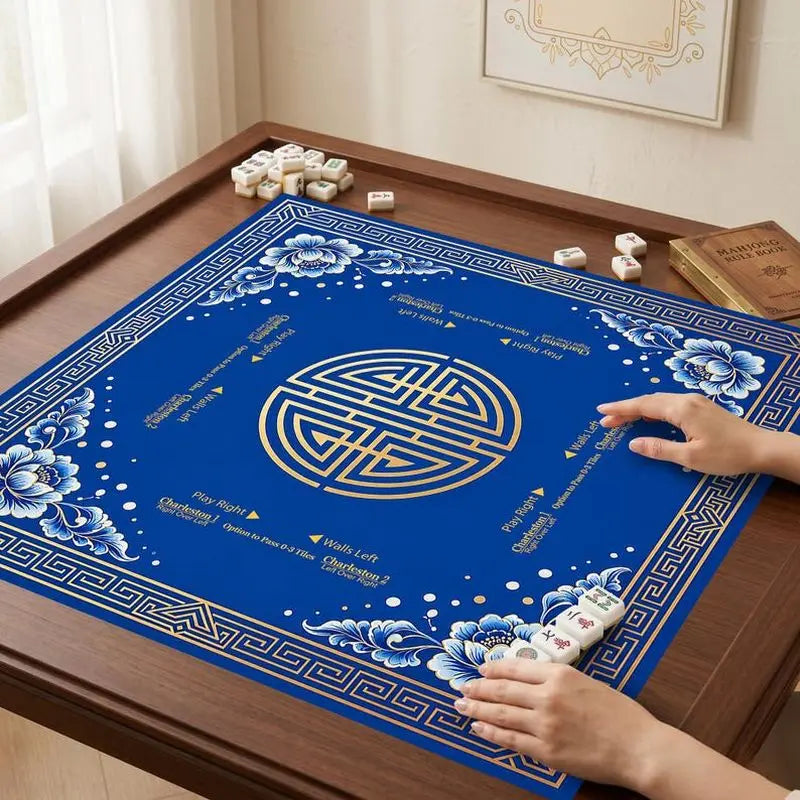 The Cobalt Edit mahjong mat — product design and size reference