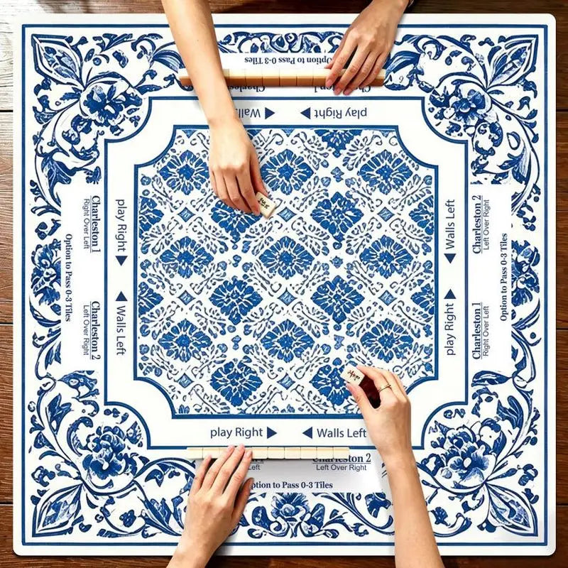 The Cobalt Edit mahjong mat — product design and size reference