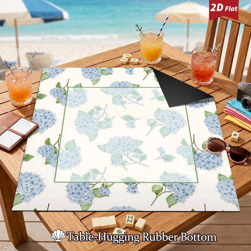 Hydrangea mahjong mat — product design and size reference