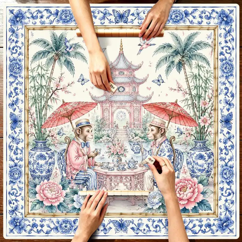 Porcelain Social mahjong mat — product design and size reference