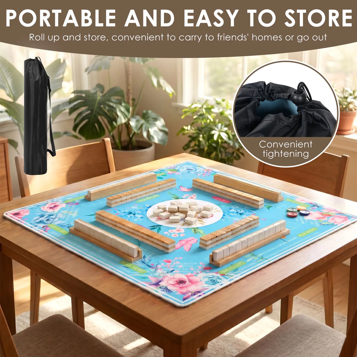 Blue Note mahjong mat — product design and size reference