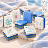 Blue Hour bright blue American mahjong acrylic tiles — alternate product view