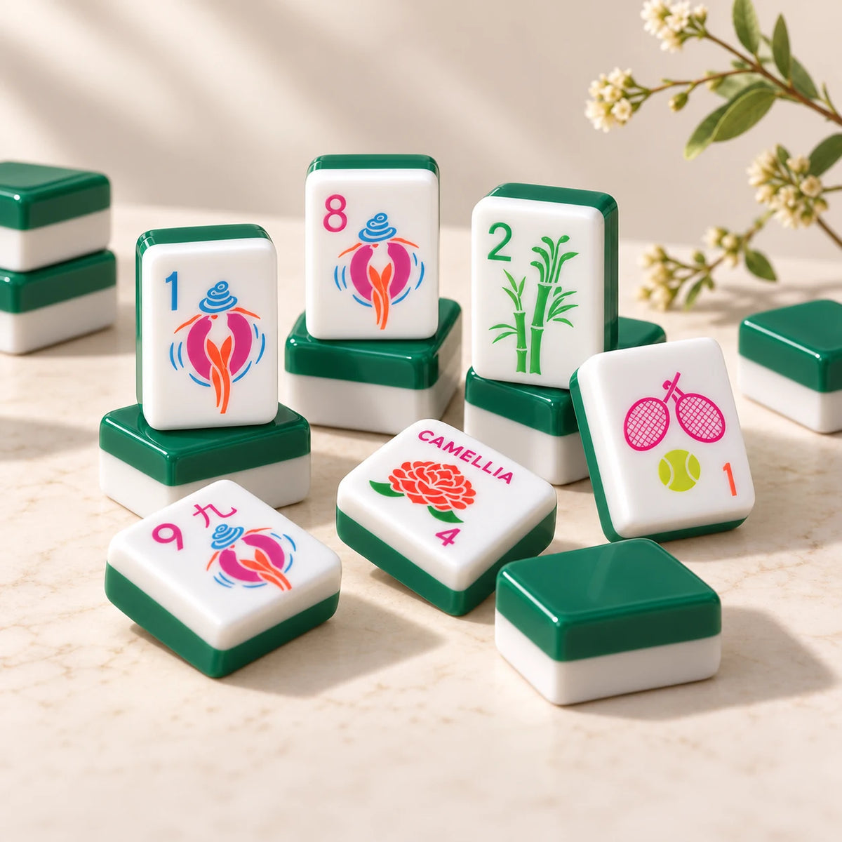 Country Club — tile designs arranged in a sunlit still life