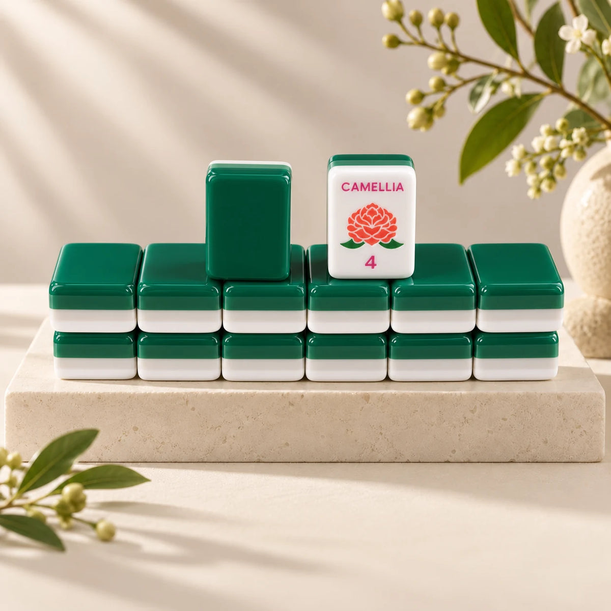 Country Club — tile backs and face arranged on a stone plinth