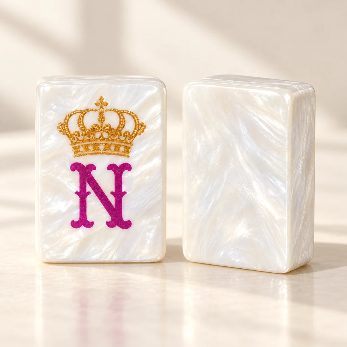 Crown Jewel tile face and reverse, close-up of the finish and colours