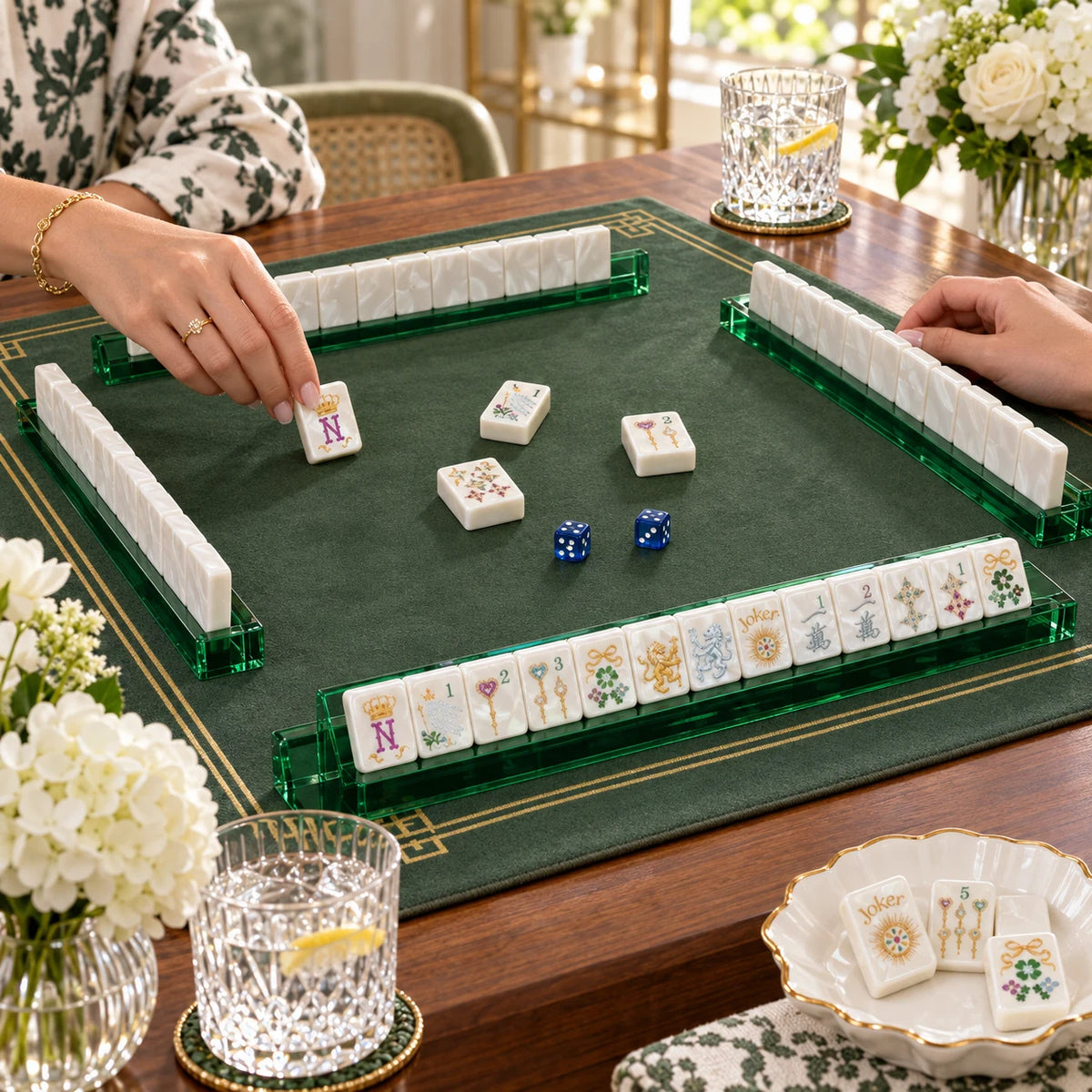 Crown Jewel mahjong kit arranged for a game with friends