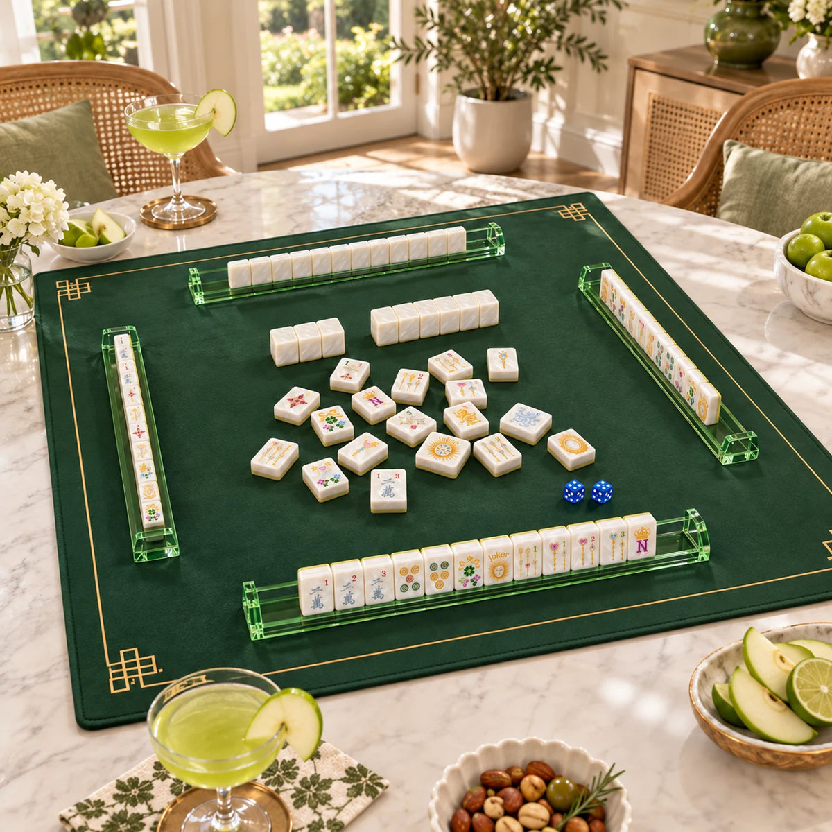 Crown Jewel — wide view of the table set for mahjong