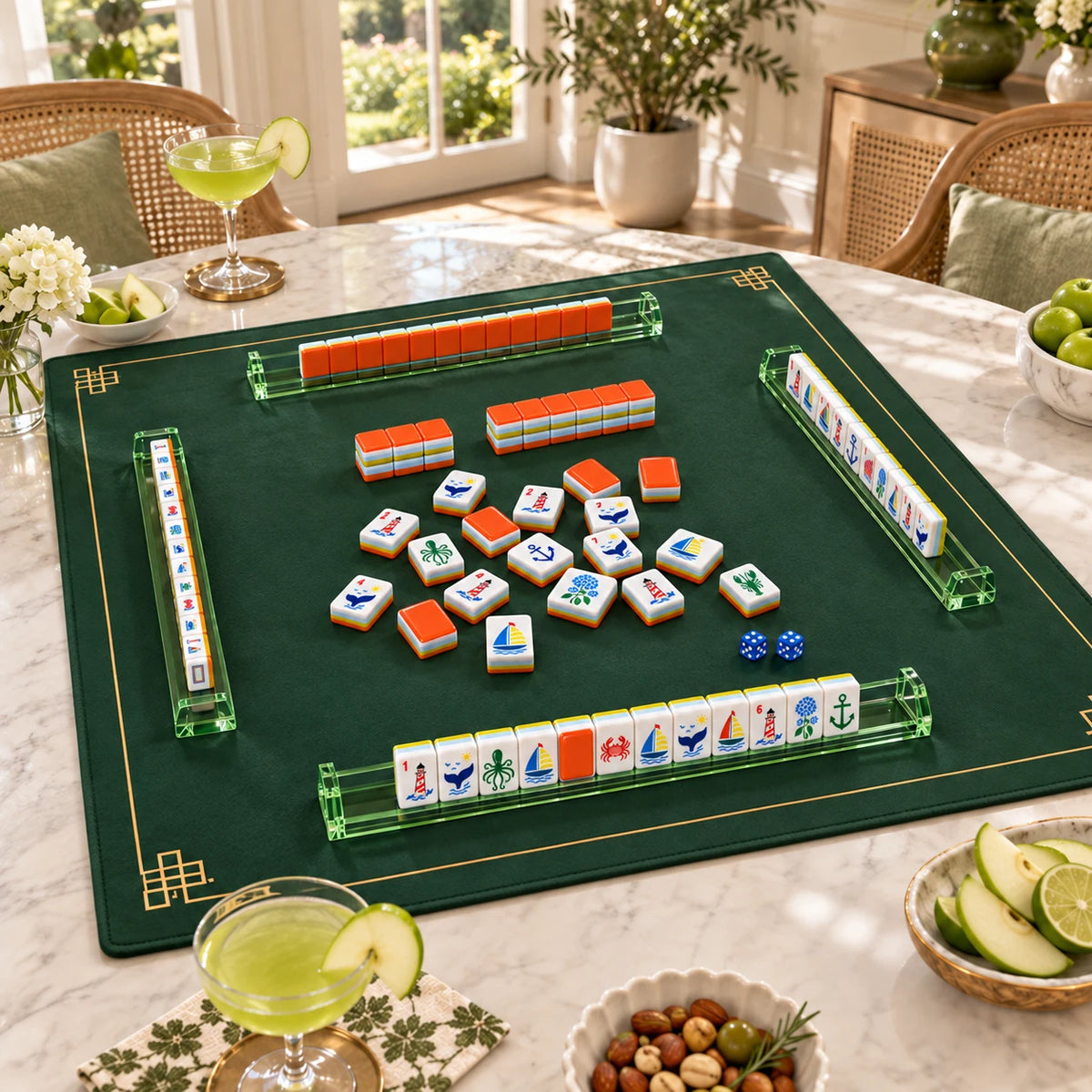 Harbour Hour — wide view of the table set for mahjong