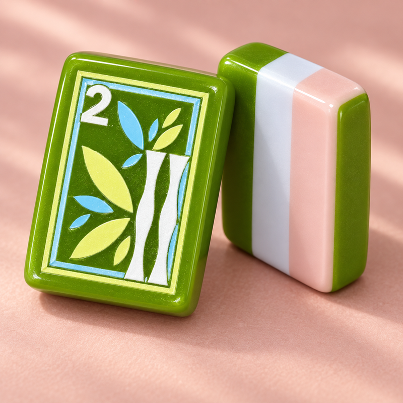 Jade Social green pearl American mahjong acrylic tiles — tile close-up