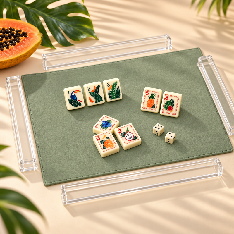Mahjito tropical American mahjong acrylic tiles on game table