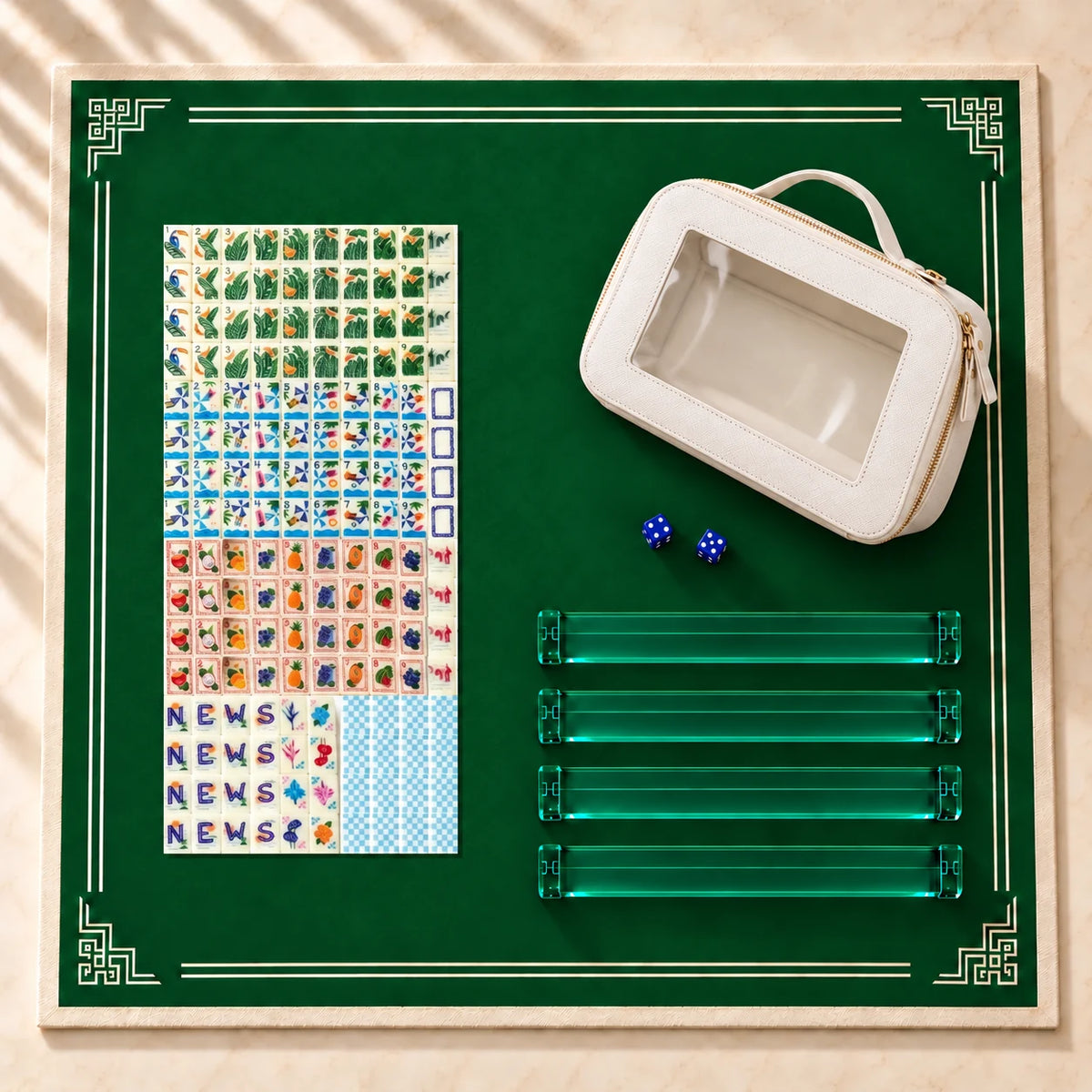 Mahjito American mahjong full kit with tiles, four racks, playing mat, dice and bag