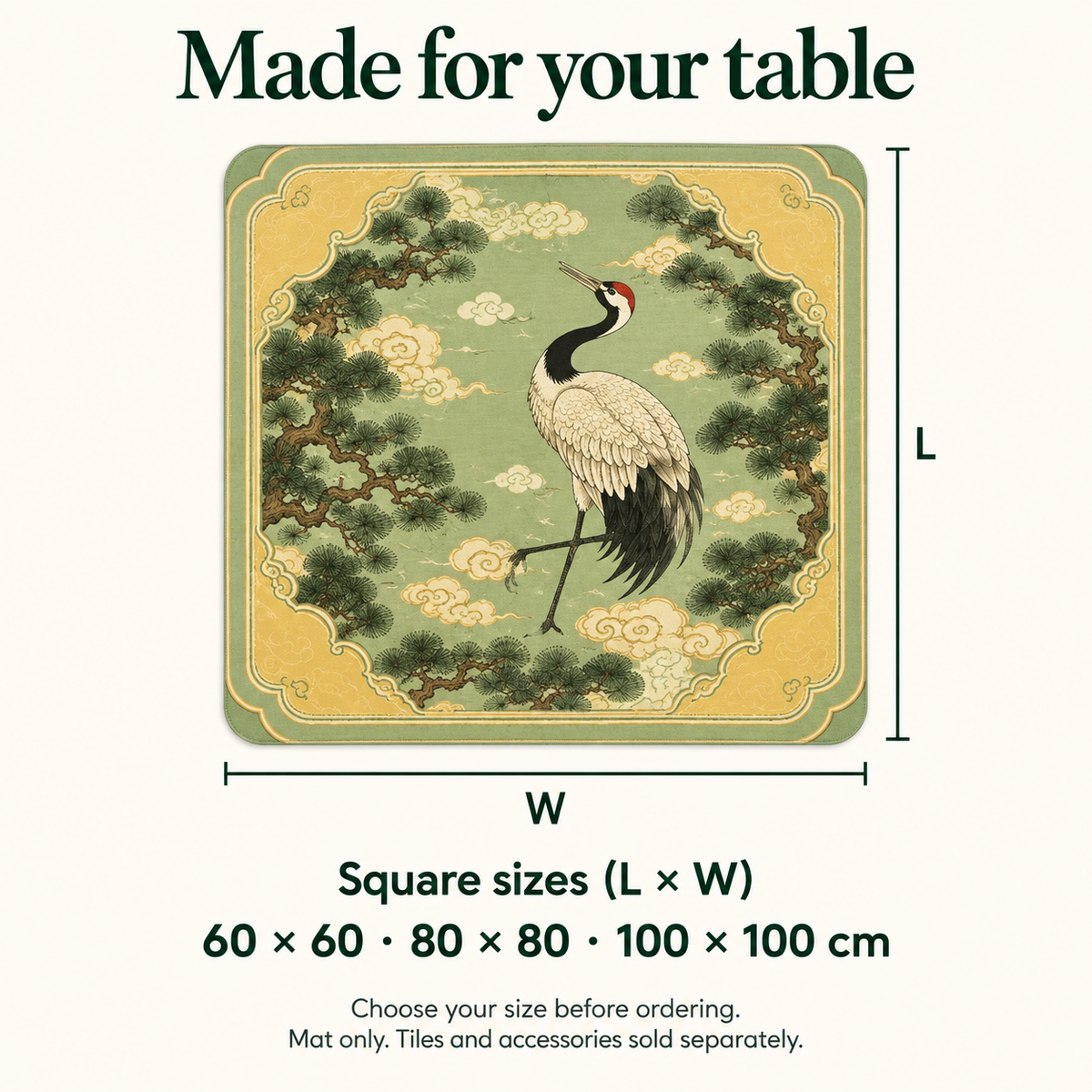 Stillwater — available mat sizes in centimetres. Featured design.