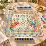 Phoenix Garden — mat styled with mahjong tiles and table accessories, sold separately. Featured design.