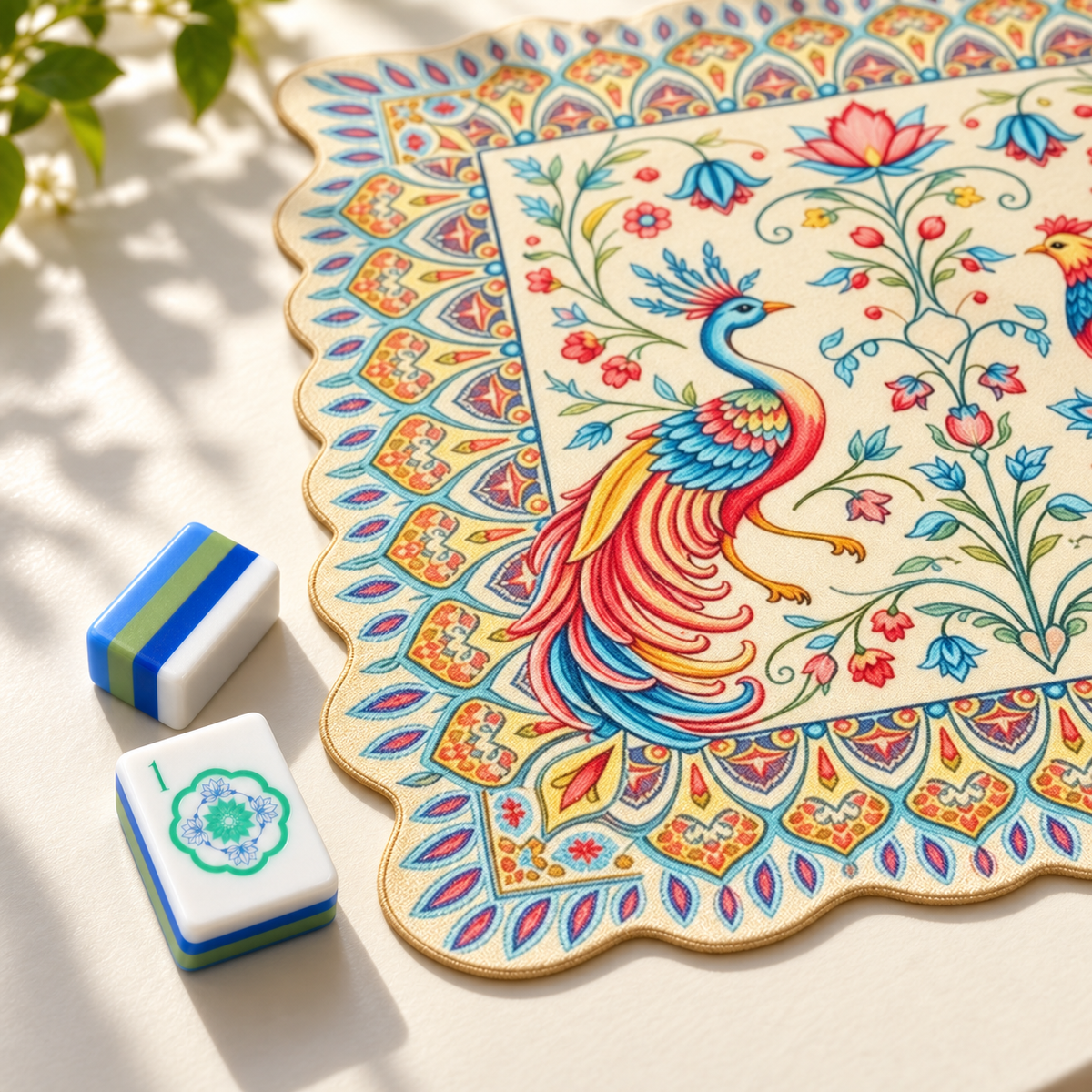 Phoenix Garden — close view of the featured mat design. Featured design.