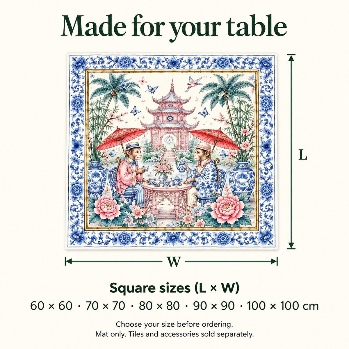 Porcelain Social II — available mat sizes in centimetres. Featured design.
