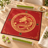 Red Letter — mat styled with mahjong tiles and table accessories, sold separately. Featured design.